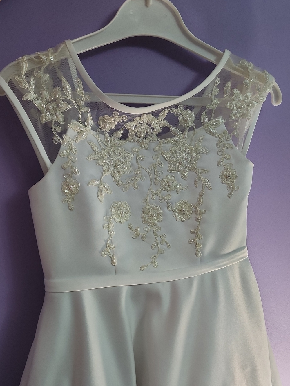 Girls' White Floral Holy Communion Dress